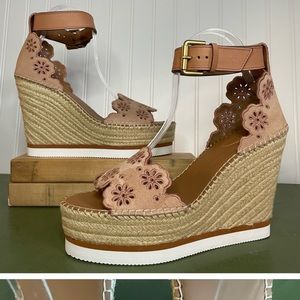 See By Chloe GLYN Espadrille Wedges in Antique Rose size 37